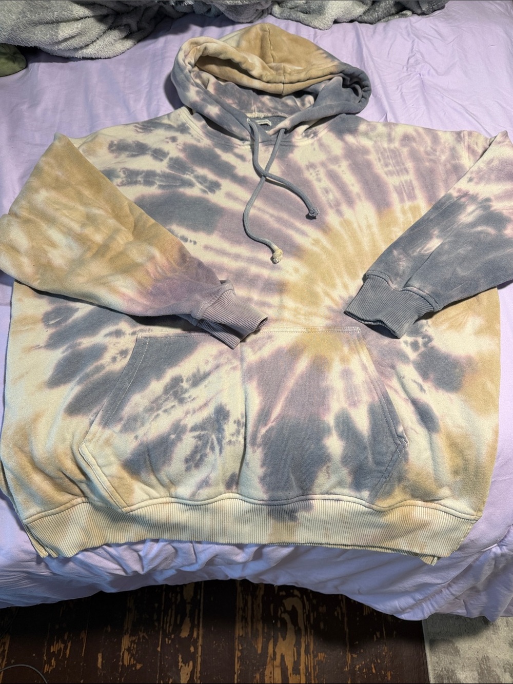 American Eagle Outfitters Tie-Dye Hoodie in Beige, Gray & Purple